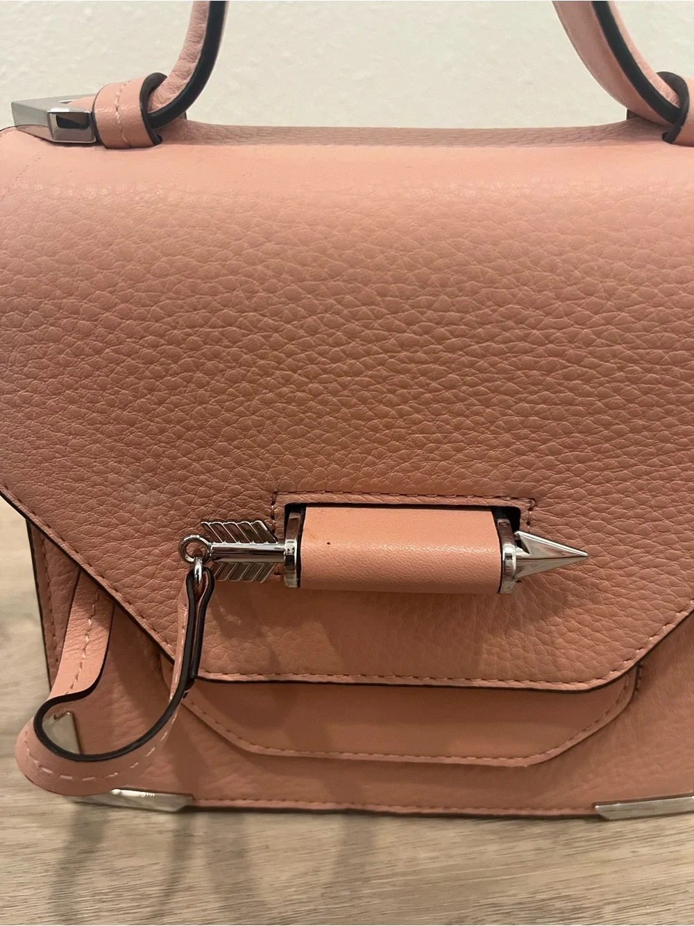 Mackage Rose Pebble Leather Arrow Satchel Crossbody Bag